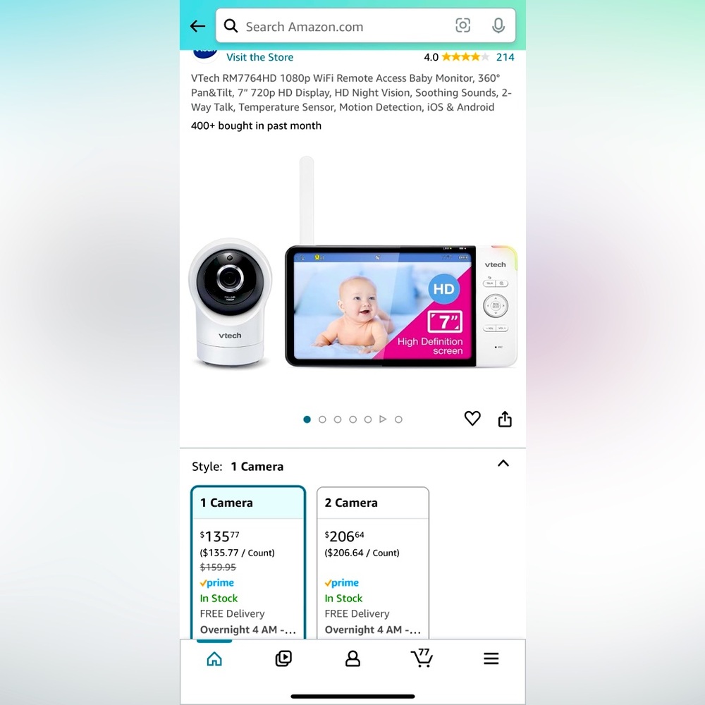 Tech 7” smart wi-fi pan and tilt monitor